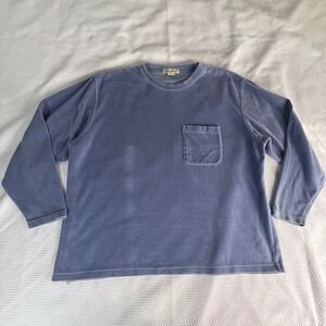 Eddie Bauer Womens‎ Long Sleeve Crew Neck Pocket Tee Shirt XXL Blue Velour Top